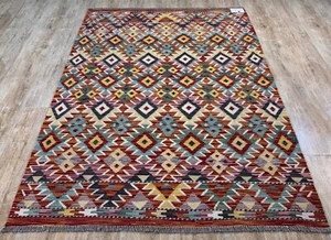 Echter handgeknüpfter Afghan/Türkischer Teppich Kelim Wollteppich, 180x127 cm - Bild 1 von 9