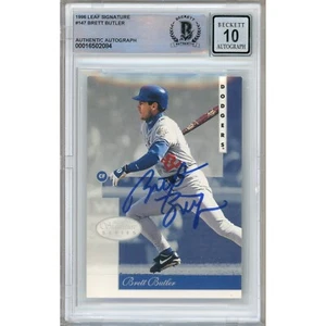 Brett Butler Signed 1996 Leaf Signature #147 LA Dodgers Beckett BGS Auto 10 Slab - Picture 1 of 6