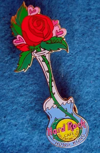 HONG KONG VALENTINE'S DAY PINK ROSE BLUE VASE GUITAR 2003 Hard Rock Cafe PIN LE - Picture 1 of 1