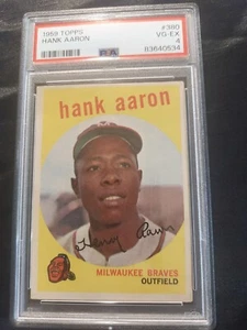 1959 TOPPS  NO. 380 HANK AARON MILWAUKEE BRAVES  PSA 4 VG- EX     FREE SHIPPING! - Picture 1 of 2
