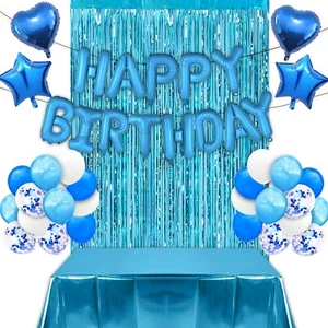 Blau Geburtstagsdeko Set jungen mit Happy Birthday Luftballons,Party Deko Set - Bild 1 von 4