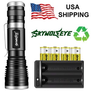 Super Bright LED Tactical Flashlight Zoomable Torch with Rechargeable Battery