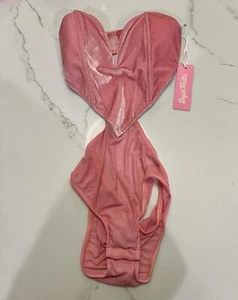Dolls Kill Sugar Thrillz Women's Pink velvet Bodysuit Size S new with tags - Picture 1 of 7