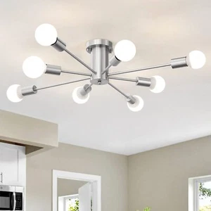 Modern 8 Light Ceiling Fixture Semi Flush Mount Sputnik Chandelier Living Room - Picture 1 of 23