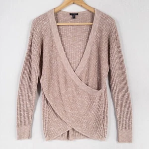 Maglione Express donna XS marrone pullover stile avvolgente incrociato strati casual - Foto 1 di 8