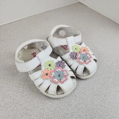 RACHEL SHOES  Toddler Girl’s White Fisherman Sandals Sz6 Flowers  - Image 1 of 4