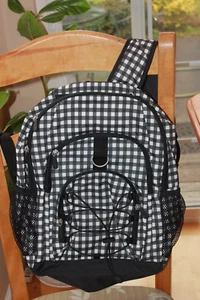 Pottery Barn Teen Unisex Gear-Up Black/White Gingham Backpack NWOT - Picture 1 of 9