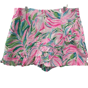 Lilly Pulitzer NEW Pink Green Skort Short Croc My World Size 16 - Picture 1 of 11
