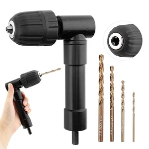 Right Angle Drill Attachment 0.8-10mm Keyless Chuck 4 Bits Corner Adapter - Picture 1 of 9
