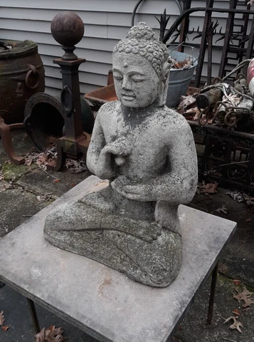 Large Old Buddha Garden Statue Weathered Concrete Cover