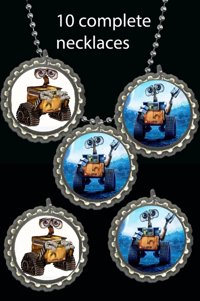  Wall-E Collares Tapa Botella Gran Fiesta Favores Lote de 10 Cumpleaños Realmente Lindos Foto 1 de 1