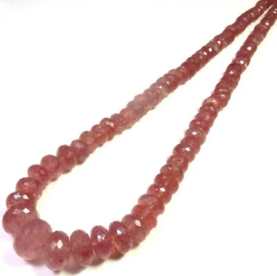 Natural Strawberry Quartz Rondelle Faceted Gemstone Beads 6-13mm 17 Inch LC-1543 - Image 1 of 4