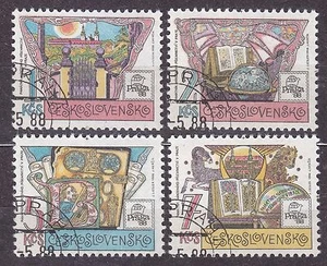 CZECHOSLOVAKIA 1988 SC#2701/04 USED set, PRAGA`88 The National Library. - Bild 1 von 1