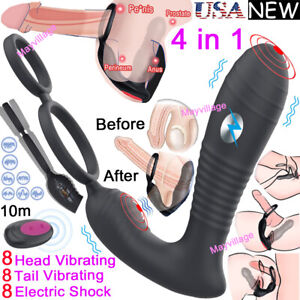 Electric Anal Dildo Vibrator Shock Prostate Massager Ring Sex Toys for Men Women
