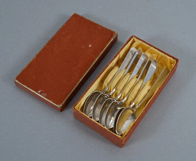 6 cucchiaini da caffè in argento 800 Wührmann in scatola per posate Art Deco ... - Immagine 1 di 4