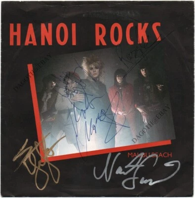 HANOI ROCKS Malibu Beach FULLY SIGNED 7" Vinyl RAZZLE Andy McCoy Steps AUTOGRAPH - Imagem 1 de 3