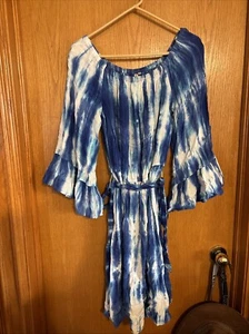 Women's Beautiful Feathers Dress Print 3/4 Sleeve Lightweight Size 1X - Picture 1 of 6