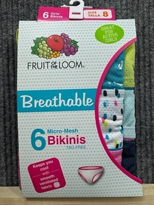Fruit of the Loom Underwear Girls 8 Micro-Mesh Breathable Pack of 6 New - Picture 1 of 6