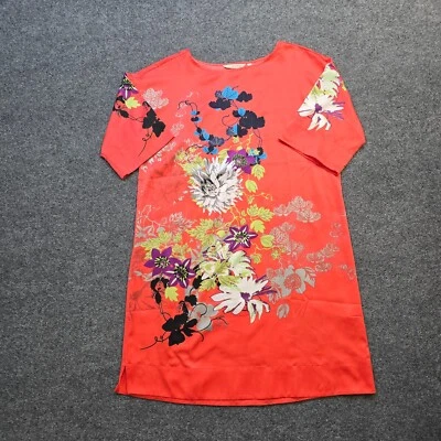 Soft Surroundings Dress Womens Size Small Petite Orange Floral Satin Cocktail - Image 1 of 4