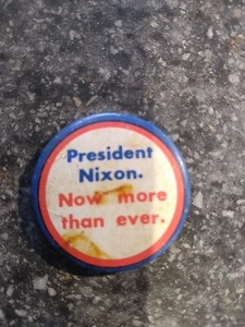 Vintage President Nixon Now More Than Ever Campaign Button Pin Red Blue - Picture 1 of 2