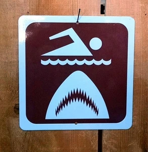 Tiburón de natación Humorístico divertido Recreación Símbolo de ruta de carretera Señal de ruta - Imagen 1 de 1