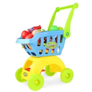 Kids Shopping Cart Trolley Play Set, Grocery Cart Food Fruit Vegetables For Boys - Picture 1 of 11
