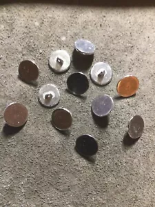 Pewter Buttons Lead Free 15mm flat with shank (12 pack), for costume & uniforms. - Picture 1 of 3