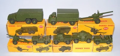 DINKY TOYS JOB LOT OF 8 x ARMY VEHICLES ORIGINAL VINTAGE BOXED SEE DESCRIPTION - Image 1 of 4