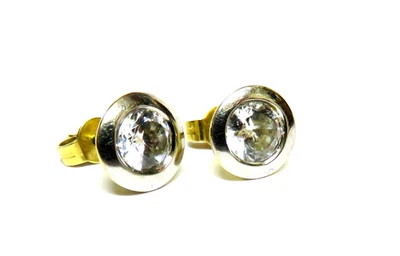 Klassische 585 Gold Solitär Ohrstecker mit Zirkonia im Brillantschliff - 8 mm - Bild 1 von 4