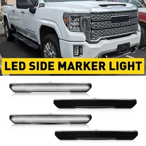 Smoked Lens White LED Side Marker Fender Lights For 20-23 GMC Sierra 2500/3500HD - Picture 1 of 20