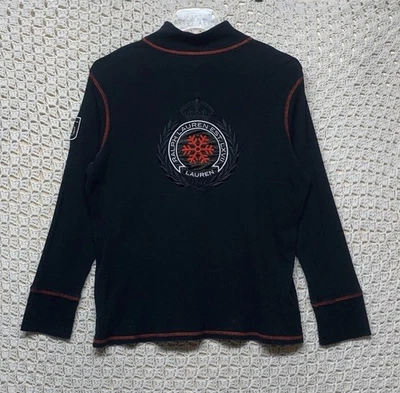 Vtg L-RL Lauren Ralph Lauren Waffle Sweater Women 2X Logo Embroidery 1/4 Zip - Image 1 of 4