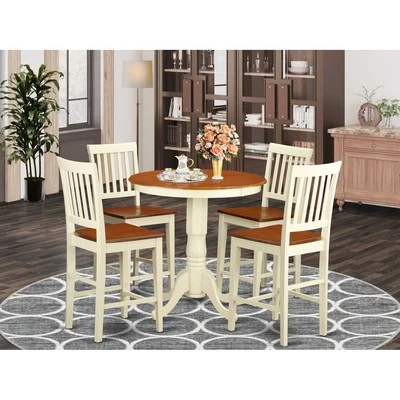 East West Furniture EDVN5-WHI-W 5 Piece Kitchen Counter Height Dining Table Set  - Image 1 of 4