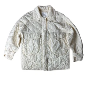 Anthropologie Lightweight Ivory Quilted Windbreaker Jacket Size Small - Picture 1 of 7