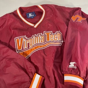 Virginia Tech VTG Starter Jacket Mens XL Pullover V Neck Windbreaker Hokies - Picture 1 of 11