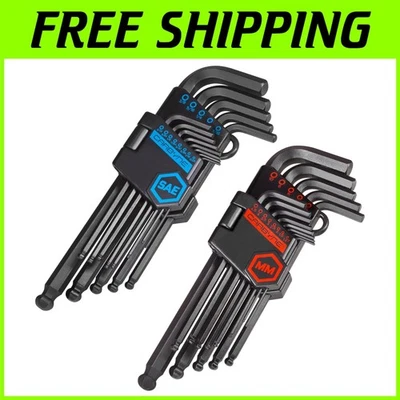 26-Piece Long Arm Hex Key Wrench Set, SAE/Metric - Image 1 of 4