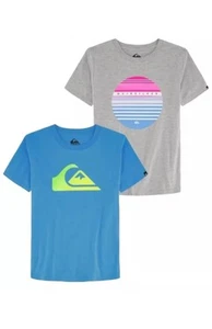 New 2 PACK Quicksilver Youth 2 Pack Tee Shirts - Size XL 18/20 Gray Blue - Picture 1 of 4