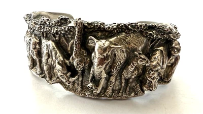 Brazalete KABANA Sterling - Desfile de animales africanos de safari Foto 1 de 3
