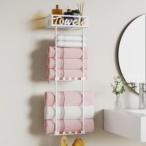 Towel Rack Wall Mounted - 3 Tier Towel Racks for Bathroom, Towel Holder - Picture 1 of 12