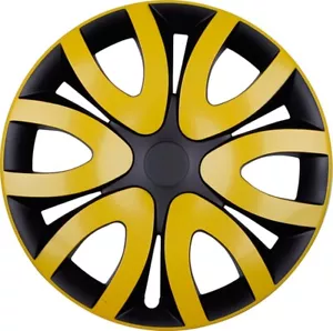 Blenden 14 ZOLL #37 Gelb Schwarz Radzierblenden Mika 4x PREMIUM DESIGN Radkappen - Bild 1 von 1