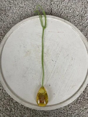 Collar Colgante 11" Lágrima Recubierta Insecto Resina Ámbar Amarillo Foto 1 de 4