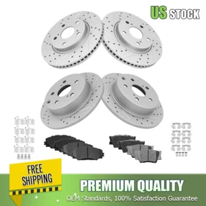Front Rear Drilled Brake Rotors+Ceramic Pads Set for Toyota Rav4 Lexus HS250H - Picture 1 of 6