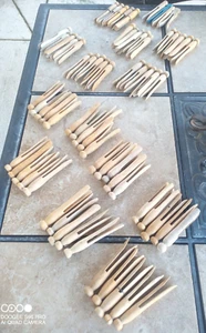 69 Vintage Wooden Clothes Pins Assorted 4” And 4 1/2” Round Head - Picture 1 of 8