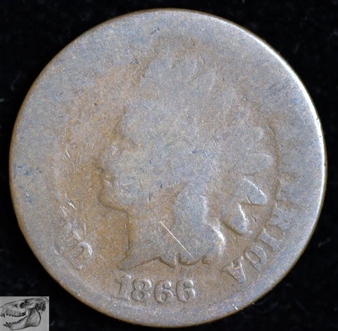 1866 Indian Head Cent, About Good+ Condition, Tough Date, Free Shipping C6432 Cover