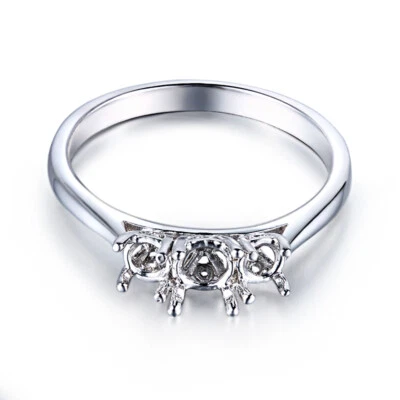 Solid 14k White Gold Round 4mm to 4.75mm & 3mm to 3.6mm Fashion Engagement Ring - Image 1 of 4