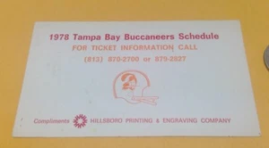 1978 TAMPA BAY BUCCANEERS POCKET GAME SCHEDULE NFL FOOTBALL TICKET INFORMATION - Picture 1 of 3