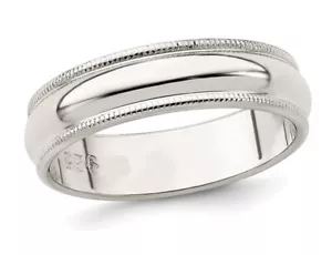 Damen oder Herren Milgrain Hochzeitsband Ring in Sterlingsilber (5 mm) - Bild 1 von 4