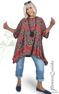 LAGENLOOK Oversize Shirt Tunika rot blau orange XL 3XL 48 50 52 54 56 58 60 62 - Bild 1 von 14