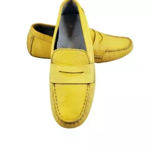 Cole Haan Leather Driver Loafer Citrine Yellow Penny Loafers 7.5B - Picture 1 of 9