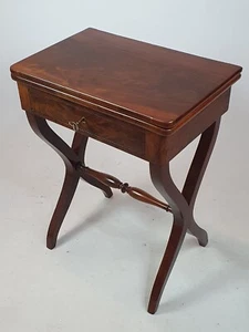 ANTICO TAVOLINO - TAVOLO DA GIOCO MOGANO SEC.XIX - Foto 1 di 8