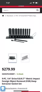 Mac Tools Nine Piece Quarter Inch Drive Deep Metric RBRT IMPACT EXTRACTOR SET - Picture 1 of 2